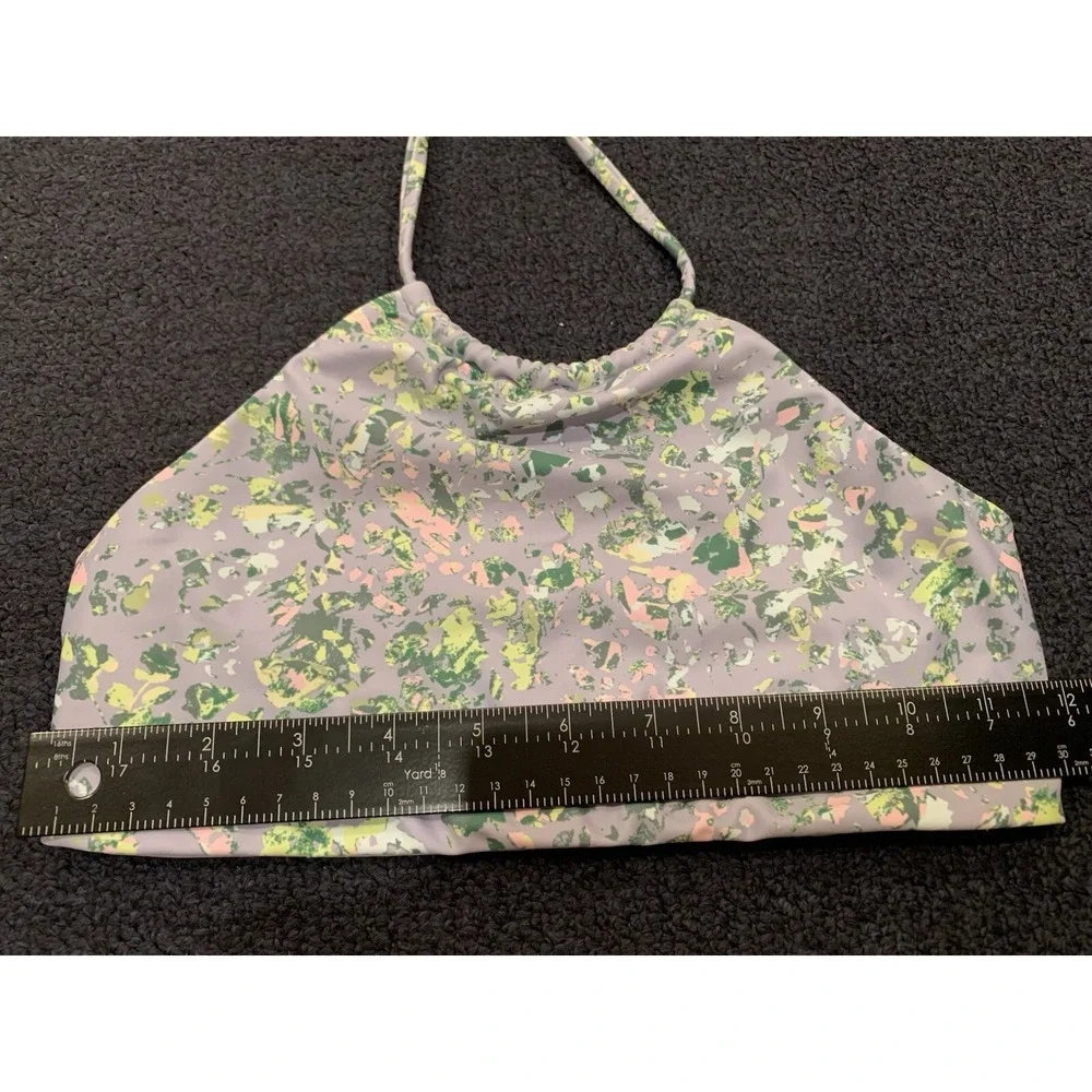 NWOT Zella Swimsuit Bikini Top Girls Size 12‎ Halter Purple Floral